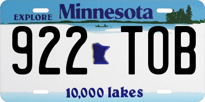 MN license plate 922TOB