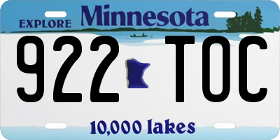 MN license plate 922TOC