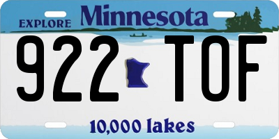MN license plate 922TOF