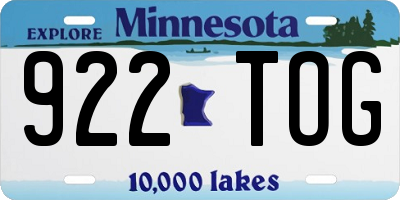 MN license plate 922TOG