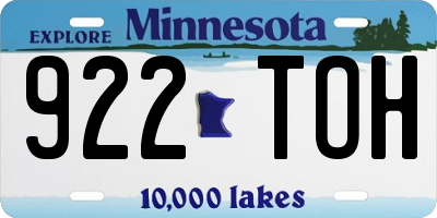 MN license plate 922TOH