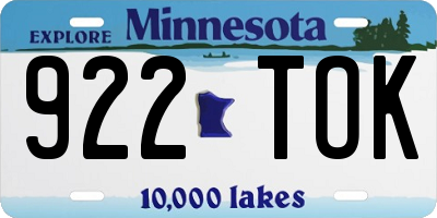 MN license plate 922TOK
