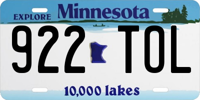 MN license plate 922TOL