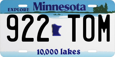 MN license plate 922TOM