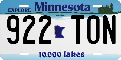 MN license plate 922TON