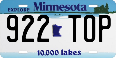 MN license plate 922TOP