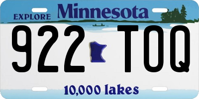 MN license plate 922TOQ