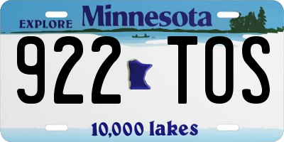 MN license plate 922TOS