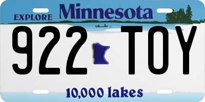 MN license plate 922TOY