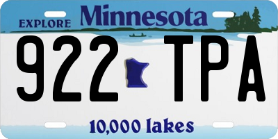 MN license plate 922TPA