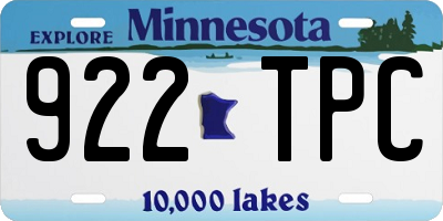 MN license plate 922TPC