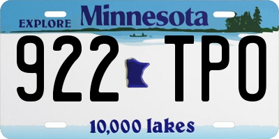 MN license plate 922TPO