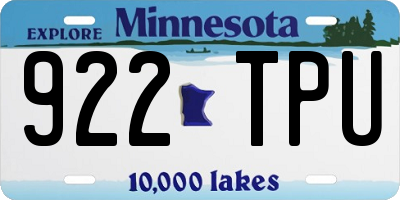 MN license plate 922TPU