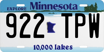 MN license plate 922TPW