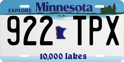MN license plate 922TPX