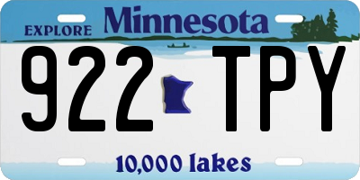MN license plate 922TPY