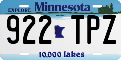 MN license plate 922TPZ