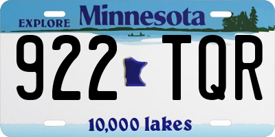 MN license plate 922TQR