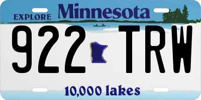 MN license plate 922TRW