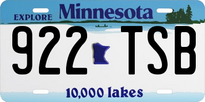 MN license plate 922TSB