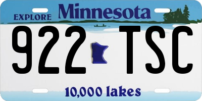 MN license plate 922TSC