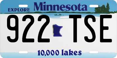 MN license plate 922TSE