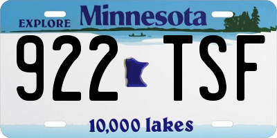 MN license plate 922TSF