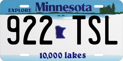MN license plate 922TSL