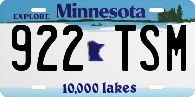 MN license plate 922TSM