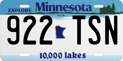 MN license plate 922TSN