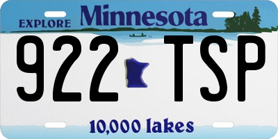 MN license plate 922TSP