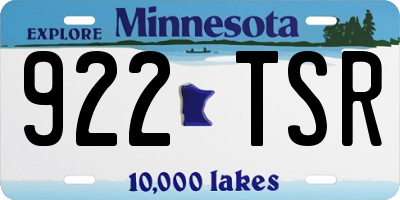 MN license plate 922TSR