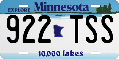 MN license plate 922TSS
