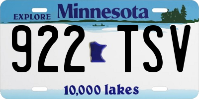 MN license plate 922TSV