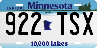 MN license plate 922TSX