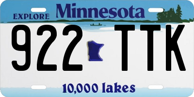 MN license plate 922TTK