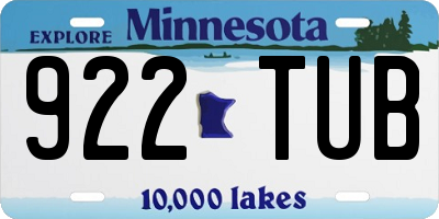 MN license plate 922TUB