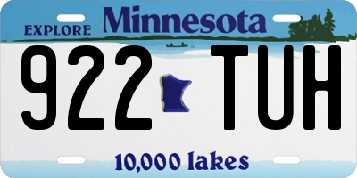 MN license plate 922TUH