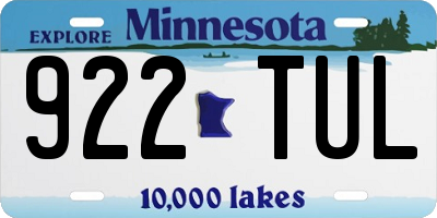 MN license plate 922TUL