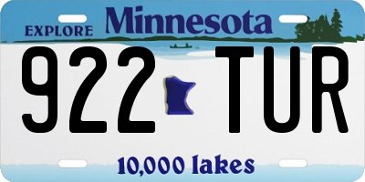 MN license plate 922TUR