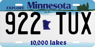 MN license plate 922TUX