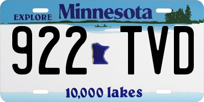 MN license plate 922TVD