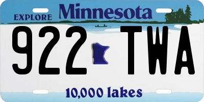 MN license plate 922TWA