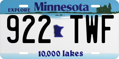 MN license plate 922TWF