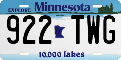 MN license plate 922TWG