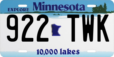 MN license plate 922TWK