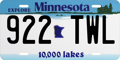 MN license plate 922TWL