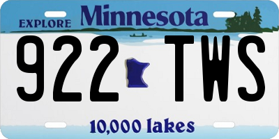 MN license plate 922TWS
