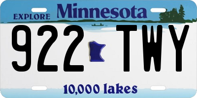 MN license plate 922TWY