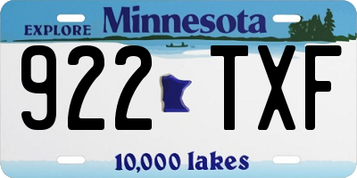 MN license plate 922TXF